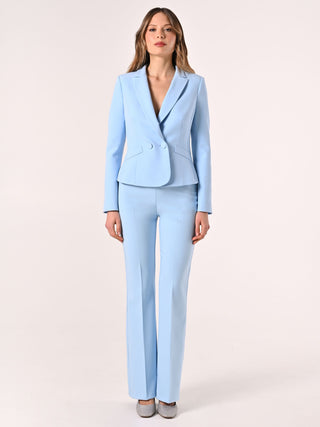 Double-breasted Jacket in Light Blue Technical Fabric