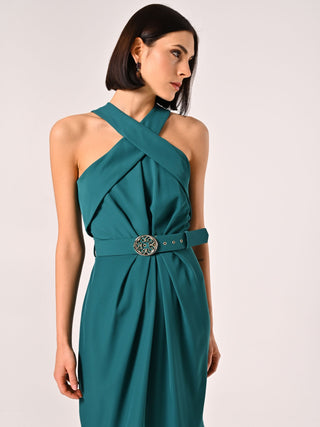 Tubino Verde Reale con Scollo all'Americana