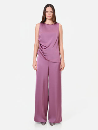 Antique Rose Satin Top with Side Draping