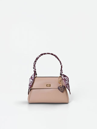 Borsa a mano tortora beige con foulard