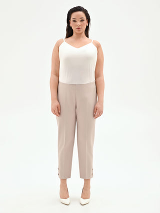 Pantalone Curvy tortora beige in tessuto tecnico