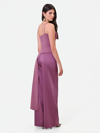 Pantalone palazzo in raso rosa antico