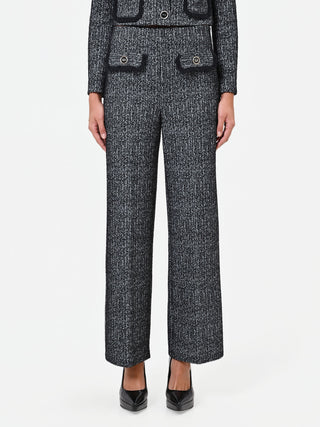 Black Bouclé Trousers with Patch Pockets