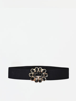 Ceinture large noire à boucle bijou