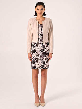 Giacca chiodo similpelle Beige