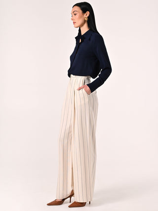 Pantaloni Bianchi a Righe Blu