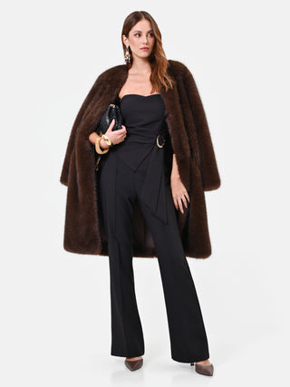 Black Bustier Jumpsuit with Gold Ring