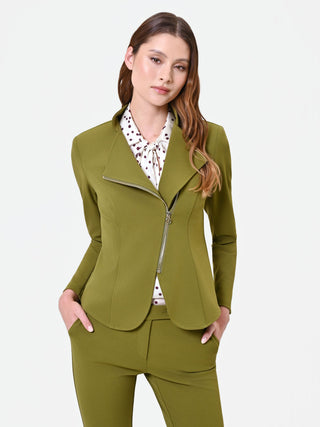 Oil Green Scuba Crepe Jacket