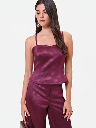 Bordeauxrotes Bustier-Top aus Satin