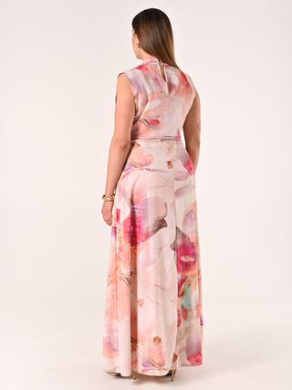 Langes Curvy-Kleid mit abstraktem Muster
