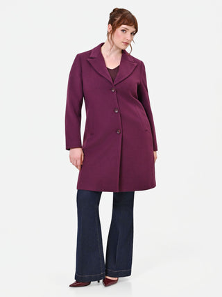 Manteau Curvy à simple boutonnage rouge bordeaux en velours