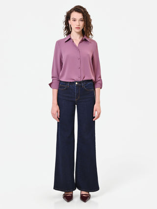 Pantaloni jeans blu navy a palazzo