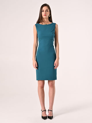 Peacock Green Scuba Crepe Sheath Dress