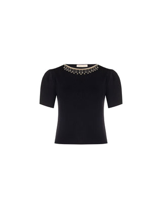 Maglia nera con scollo gioiello