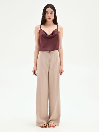 Beige Taupe Palazzo Trousers in Viscose