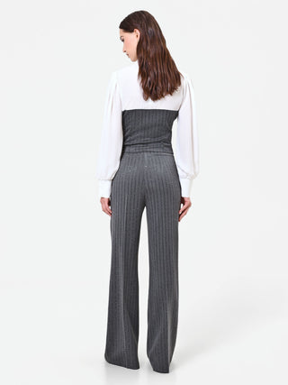 Graue Nadelstreifenhose mit Pailletten