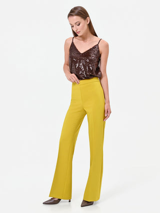 Oil Green High-Waisted Trousers