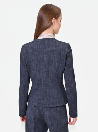Fitted Navy Blue Zip-Front Jacket