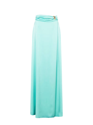 Aqua Green Satin Maxi Skirt