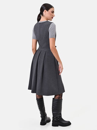Dunkelgraues Trägerkleid aus Viskose-Mix
