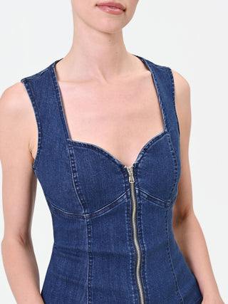 Bustier-Weste aus indigoblauem Denim