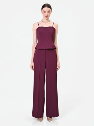 Pantalone a palazzo bordeaux dalla linea fluida