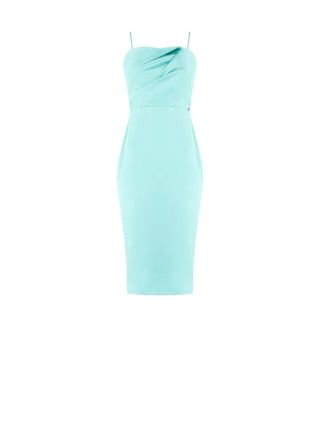 Robe fourreau vert d’eau en satin