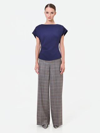 Navy Blue T-Shirt with Asymmetric Draping