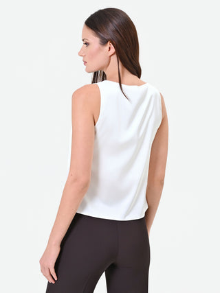 Cremefarbenes Satin-Top mit Spitze