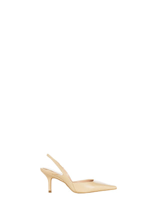 beige Faux Leather Slingbacks