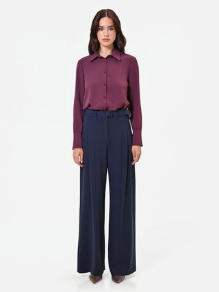 Camicia in raso bordeaux rosso