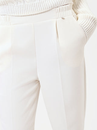Cream Cropped Cuffed Trousers