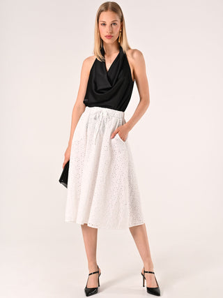 White Sangallo Midi Skirt