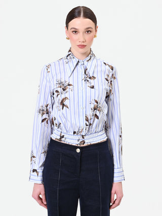 Camicia cropped a righe e fiori