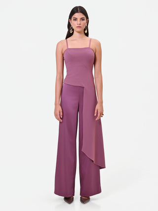 Pantalone palazzo in raso rosa antico