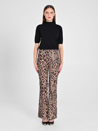 Animal-print Flared Trousers