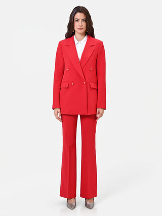 Red Double-Breasted Jacket with Gold Buttons