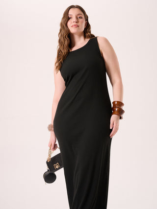 Abito Curvy in Cotone a Costine Nero