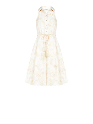 Embroidered White Shirt Dress with Rope Belt