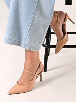 Camel Patent Leather Pumps