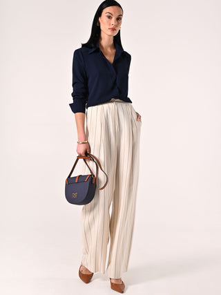 Pantaloni Bianchi a Righe Blu