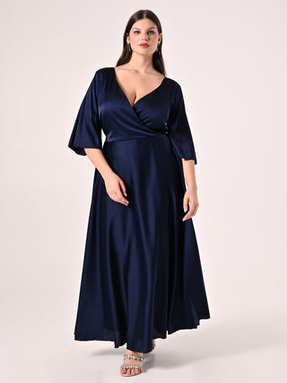 Abito Curvy Blu in Raso