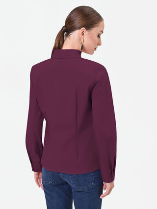 Blouse chemise rouge bordeaux à coutures structurées