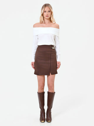 Dark Brown Miniskirt with Chain Detail