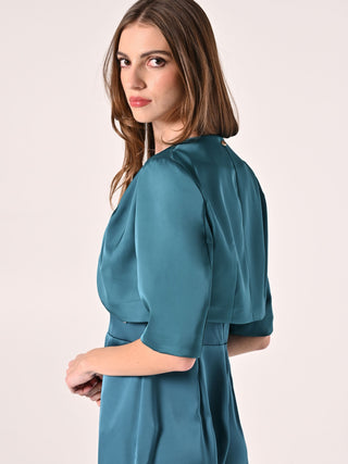 Green Structured Satin Shrug