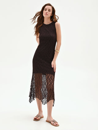 Chocolate Stretch Lace Sheath Dress