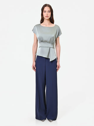 Sage Green Peplum-Effect Blouse