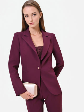Burgundy Red Single-Breasted Technical Fabric Jacket
