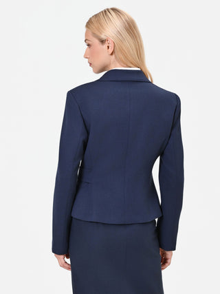 Navy Blue Polyviscose Crossover Jacket with Buckle