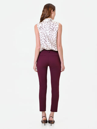 Clean-Lined Burgundy Cigarette Trousers